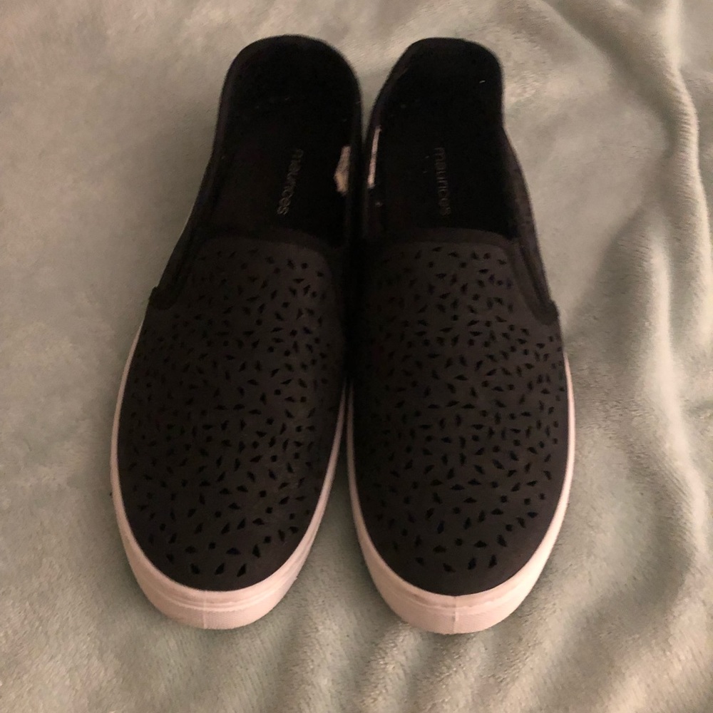 Maurice’s keyhole black slip ons-worn once.
